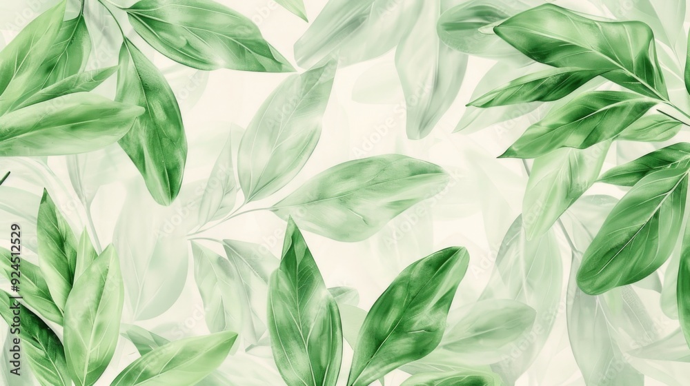 Poster a simple illustration of green leaves on a clean white background, suitable for use in designs and l
