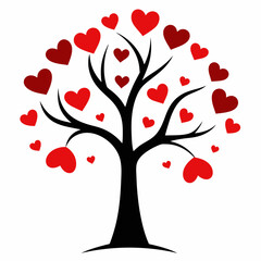 A tree with hearts growing vector illustration