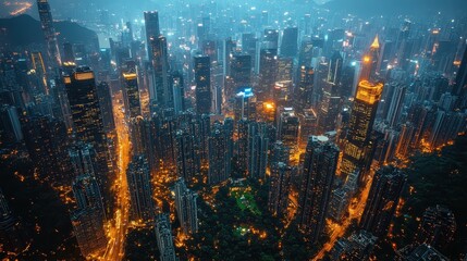 Fototapeta premium Hong Kong Skyline at Night.