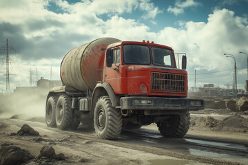 Obraz premium Concrete mixer truck