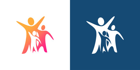 Happy Family logo vector silhouette community abstract health love graphic logo