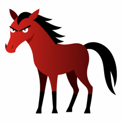 Skinny angry Horse funny cartoon vector illustration