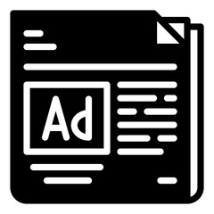 Single Newspaper icon in glyph style