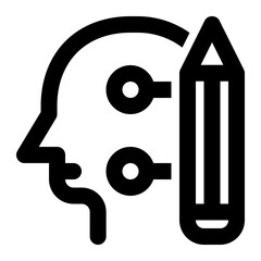 design thinking, design idea, creativity, creative, graphic designer, writer outline icon
