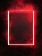 a red neon frame with smoke on a dark background © Davy