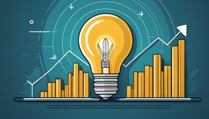 Light bulb with upward graph, symbolizing ideas fueling growth
