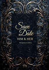 Artistic engrave dark art wedding invitation template design, Luxury greeting design, save the date design, colorful texture, Hand drawn texture design