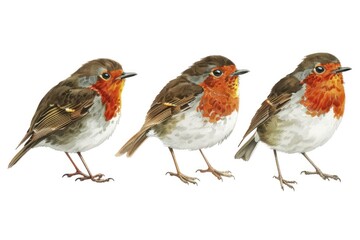 Fototapeta premium Vintage Engraving Style Illustration of European Robins - Perfect for Print, Cards, Posters