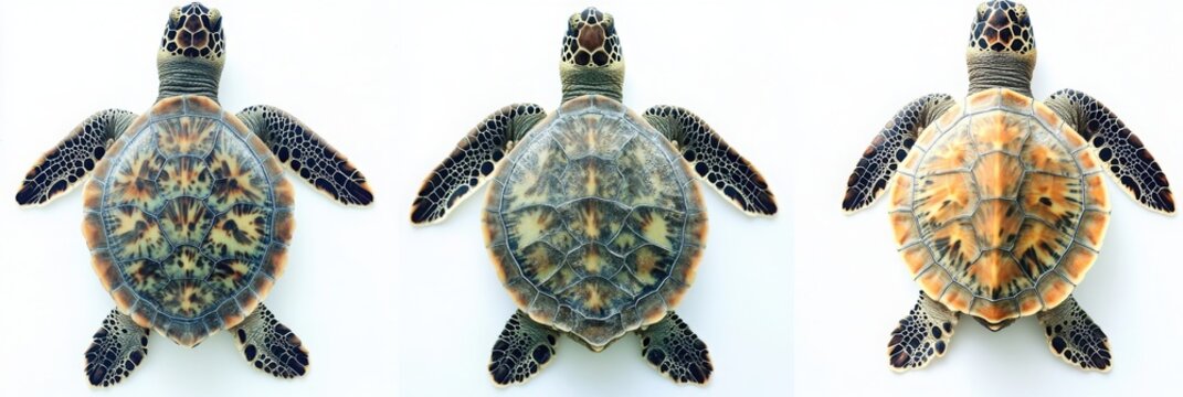 Three images of sea turtles 
