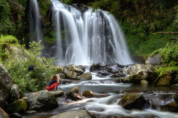 山梨県北斗市　新緑の千ヶ滝
