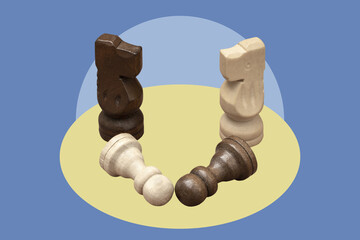 Collage with a chess pieces