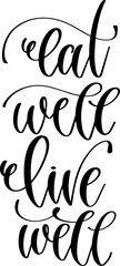 eat well live well - hand lettering inscription calligraphy text