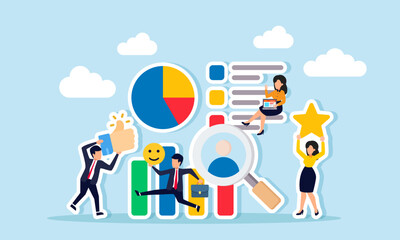 Appreciation, response, evaluation, and dedication for excellent performance in solid teamwork concept of A businessman and businesswoman working together, providing mutual support