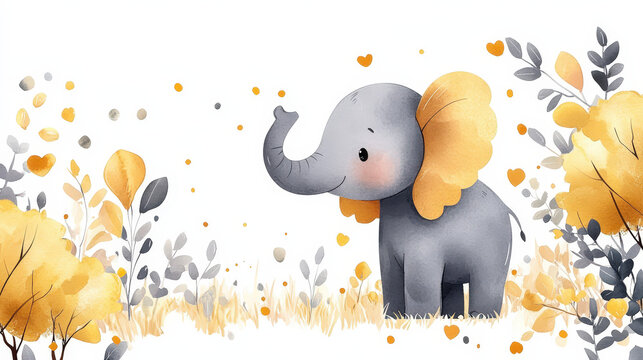A baby shower invitation card, elephant theme