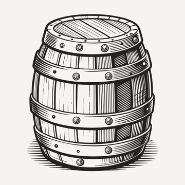 recommend clip art: Vintage drawing barrel line art vector