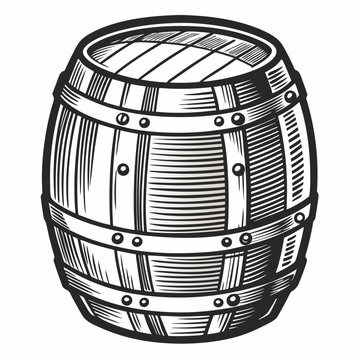 recommend clip art: Vintage drawing barrel line art vector