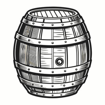 recommend clip art: Vintage drawing barrel line art vector