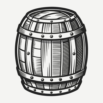 recommend clip art: Vintage drawing barrel line art vector