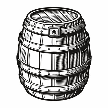 recommend clip art: Vintage drawing barrel line art vector
