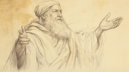 Fototapeta premium 1 Samuel Biblical Illustration: Samuel’s Farewell Address, Recounting the Lord’s Faithfulness and Deliverance from Egypt