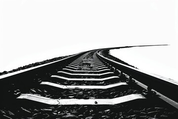 A classic black and white image of a train track