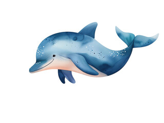 Fototapeta premium Colorful and Playful Dolphin Illustration with a Blue Watercolor Effect