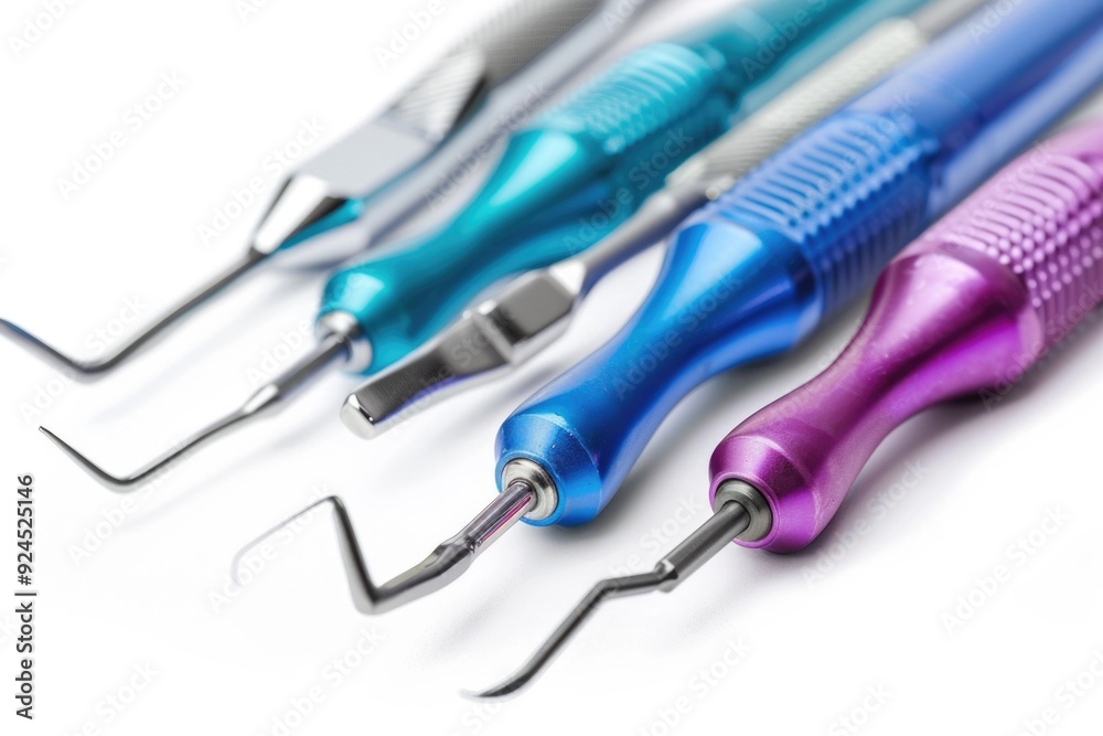 Poster A collection of different colored tools arranged on a white surface, ideal for use in still life photography or as a decorative element