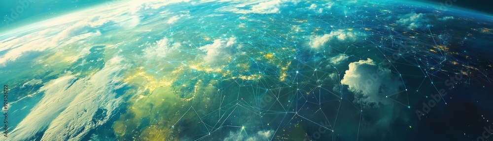 Aufkleber earth with a network of interconnected lines