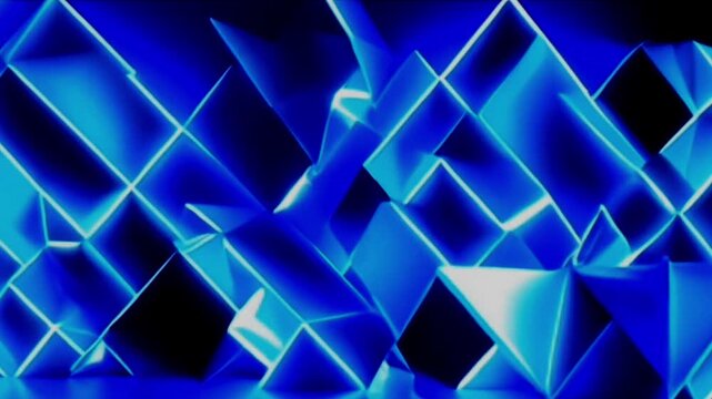 Abstract 3D composition with bright neon lines in blue and purple tones. AI, Generation, Illustration.