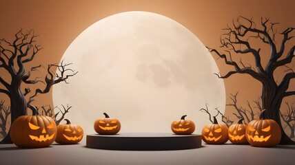 Design a showcase for products or advertisements, Halloween season.