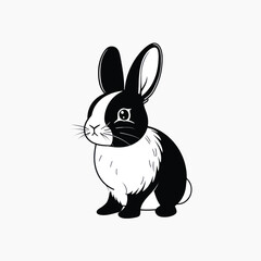 Obraz premium Cute black and white bunny
