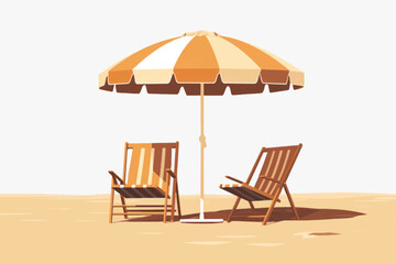 Relaxing beach chairs umbrella