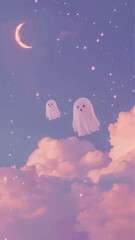 Cute ghostly night sky