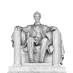 USA president Abraham Lincoln seated statue isolated