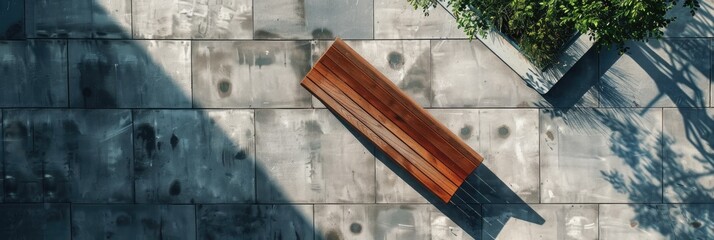 Rooftop single bench seen from an aerial perspective
