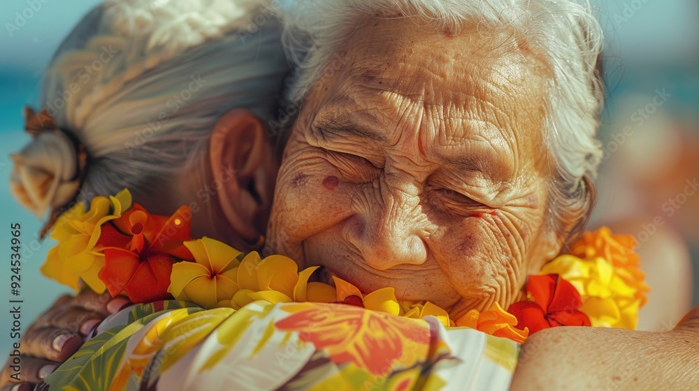 Canvas Prints A heartwarming moment of intergenerational connection on a sunny beach