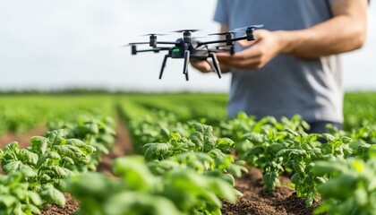 Obraz premium Connected agriculture, linking tech systems