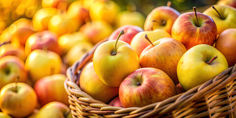 A basket filled with ripe apples
