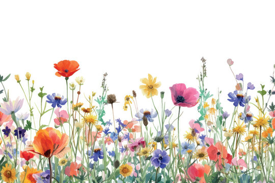 Colorful watercolor wildflower meadow