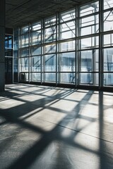A spacious room filled with natural light from many windows