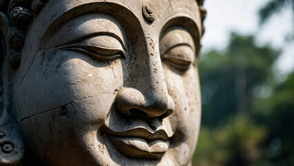 An Ancient Buddha’s Face in Ethereal Light