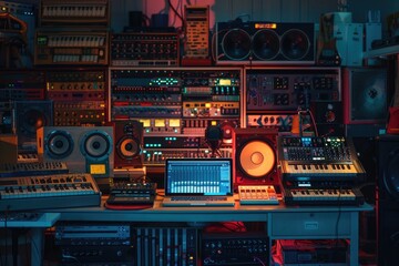 A room filled with various electronic devices and equipment for computing and data processing