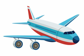 Obraz premium Blue, Red, and White Airplane in Flight