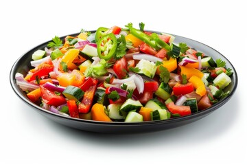 A colorful salad featuring various fresh vegetables, ideal for healthy meals.