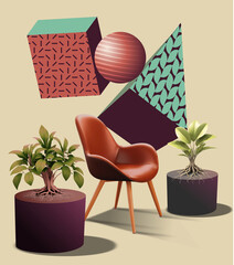 coffe break under vintage geometry