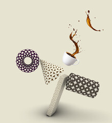 Contemporary coffee cup spill abstract art