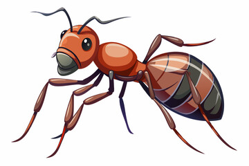 Cartoon Illustration of a Red Ant with Black Stripes