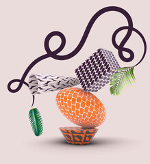 Abstract Vintage Collage with geometric Pattern