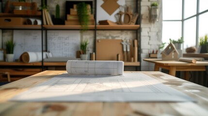 Obraz premium Blueprints and Drafting Tools on a Designer's Table.