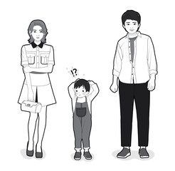 illustration of couple sketch Character family 